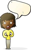 cartoon happy woman with speech bubble vector