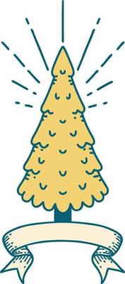 banner with tattoo style pine tree