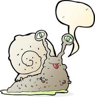 cartoon gross slug with speech bubble vector