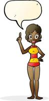 cartoon woman in striped swimsuit with speech bubble vector