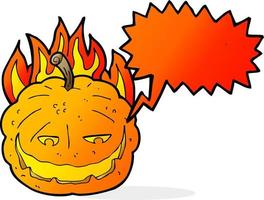 cartoon halloween pumpkin with speech bubble vector