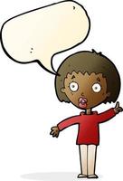 cartoon woman explaining her point with speech bubble vector