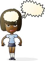 cartoon woman with idea with speech bubble vector