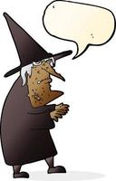 cartoon ugly old witch with speech bubble vector