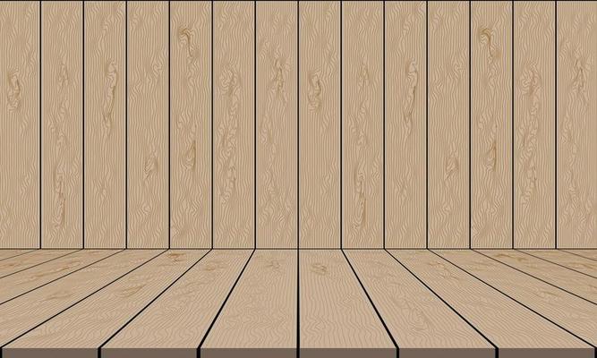 Brown wood blank room wall and floor stage background vector