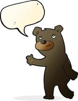 cute cartoon black bear with speech bubble vector