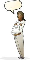 cartoon pregnant woman with speech bubble vector