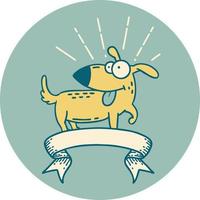 icon of tattoo style happy dog vector