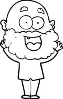 cartoon crazy happy man with beard vector