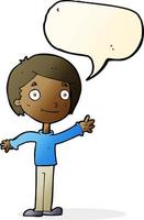 cartoon happy boy with speech bubble vector