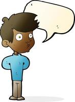 cartoon boy staring with speech bubble vector