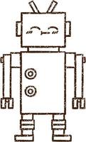 Happy Robot Charcoal Drawing vector