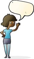 cartoon friendly girl waving with speech bubble vector