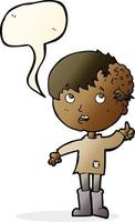 cartoon boy with growth on head with speech bubble vector