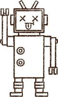 Crazy Robot Charcoal Drawing vector