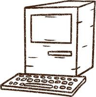 Desktop Computer Charcoal Drawing vector