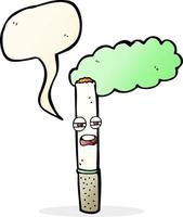 cartoon happy cigarette with speech bubble vector