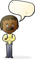 cartoon man with mustache with speech bubble vector