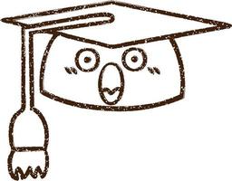 gorro de graduación dibujo al carboncillo vector