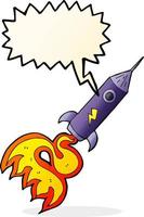 cartoon space rocket with speech bubble vector