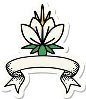 tattoo sticker with banner of a water lily vector