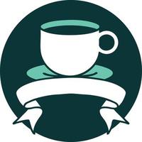 icon with banner of a cup of coffee vector