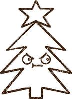 Christmas Tree Charcoal Drawing vector
