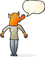 cartoon fox woman with speech bubble vector