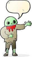 cartoon spooky zombie with speech bubble vector