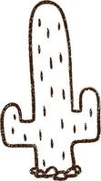 dibujo al carbón de cactus vector
