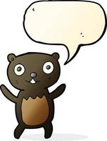 cartoon black bear cub with speech bubble vector