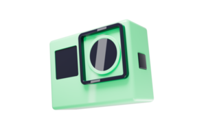 caméra d'action verte et bleue sans illustration de rendu 3d d'arrière-plan. png