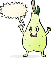 cartoon frightened pear with speech bubble vector