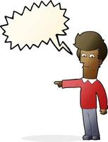 cartoon man pointing with speech bubble vector