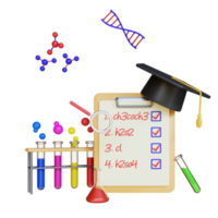 3D Render ciencia graduación con sombrero png