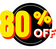 80 percent off discount number with circle element png