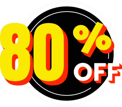 80% de desconto no número de desconto com elemento de círculo png