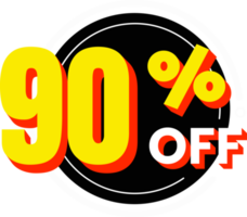 90 percent off discount number with circle element png