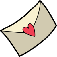 Hand Drawn envelope and heart illustration png