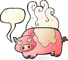 cartoon pig with speech bubble vector