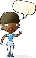 cartoon woman with idea with speech bubble vector