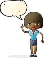 cartoon woman with idea with speech bubble vector