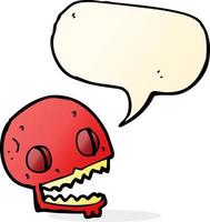 cartoon spooky skull with speech bubble vector