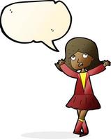 cartoon unhappy girl with speech bubble vector