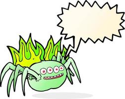 cartoon spooky spider with speech bubble vector