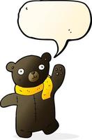 cute cartoon black teddy bear with speech bubble vector