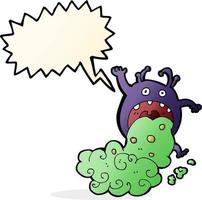 cartoon gross monster being sick with speech bubble vector