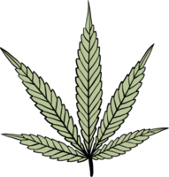 semplicità foglia di cannabis disegno a mano libera design piatto. png