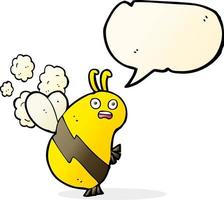 funny cartoon bee with speech bubble vector