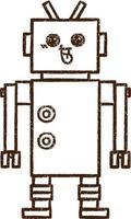 dibujo al carboncillo robot feliz vector